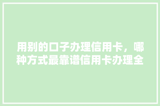 用别的口子办理信用卡，哪种方式最靠谱信用卡办理全攻略