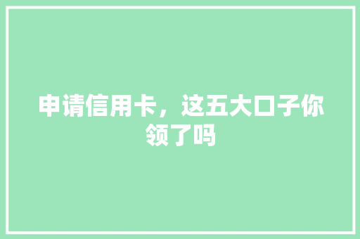 申请信用卡，这五大口子你领了吗