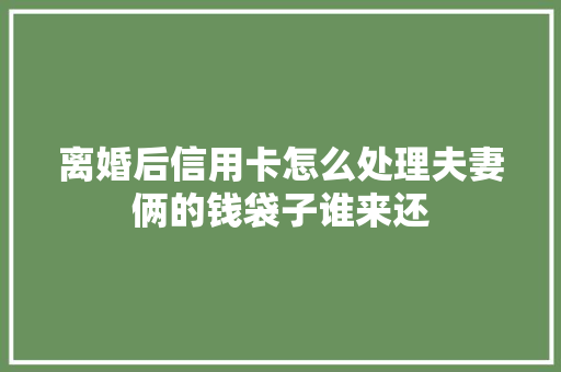 离婚后信用卡怎么处理夫妻俩的钱袋子谁来还
