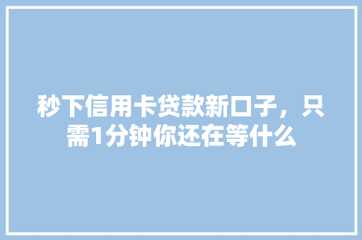 秒下信用卡贷款新口子，只需1分钟你还在等什么