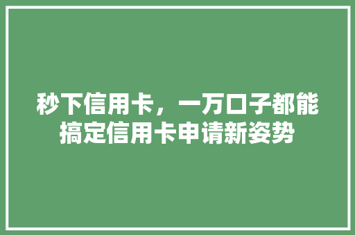 秒下信用卡，一万口子都能搞定信用卡申请新姿势