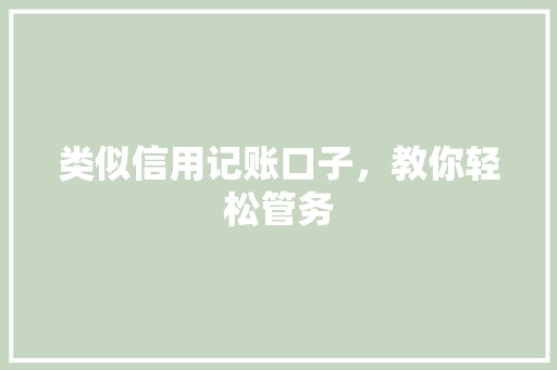 类似信用记账口子，教你轻松管务