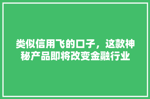 类似信用飞的口子，这款神秘产品即将改变金融行业