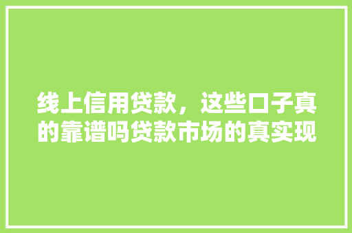 线上信用贷款，这些口子真的靠谱吗贷款市场的真实现状与风险