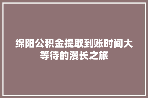 绵阳公积金提取到账时间大等待的漫长之旅