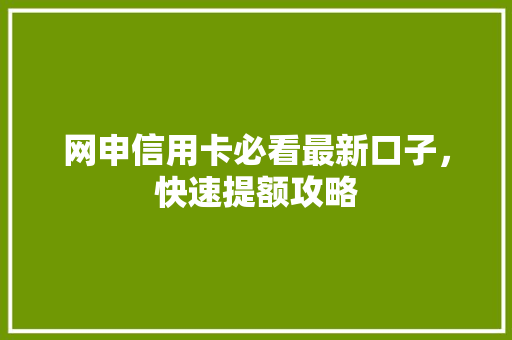 网申信用卡必看最新口子，快速提额攻略