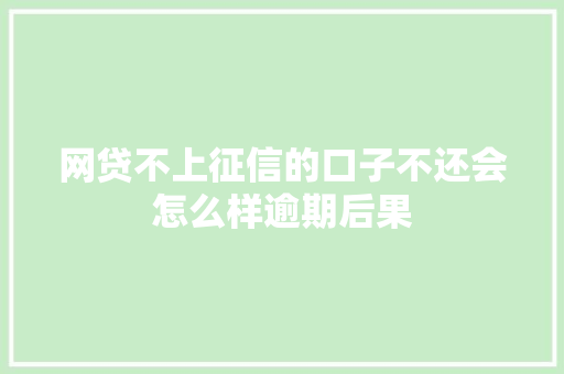 网贷不上征信的口子不还会怎么样逾期后果