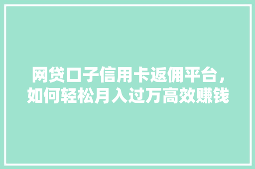 网贷口子信用卡返佣平台，如何轻松月入过万高效赚钱之路