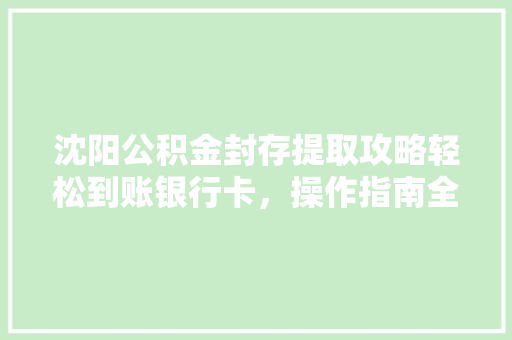 沈阳公积金封存提取攻略轻松到账银行卡，操作指南全
