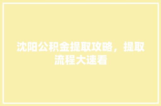 沈阳公积金提取攻略，提取流程大速看