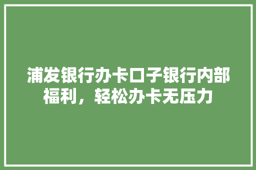 浦发银行办卡口子银行内部福利，轻松办卡无压力