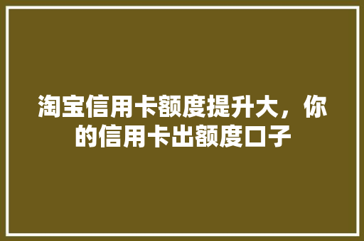 淘宝信用卡额度提升大，你的信用卡出额度口子