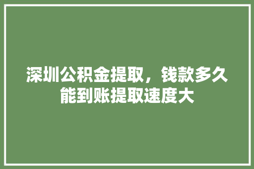 深圳公积金提取，钱款多久能到账提取速度大