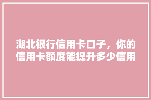 湖北银行信用卡口子，你的信用卡额度能提升多少信用卡额度提升攻略