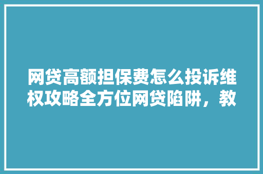 网贷高额担保费怎么投诉维权攻略全方位网贷陷阱，教你如何维护自身权益