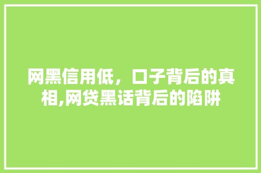 网黑信用低，口子背后的真相,网贷黑话背后的陷阱