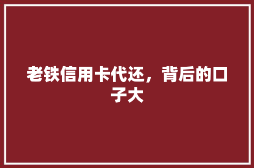 老铁信用卡代还，背后的口子大
