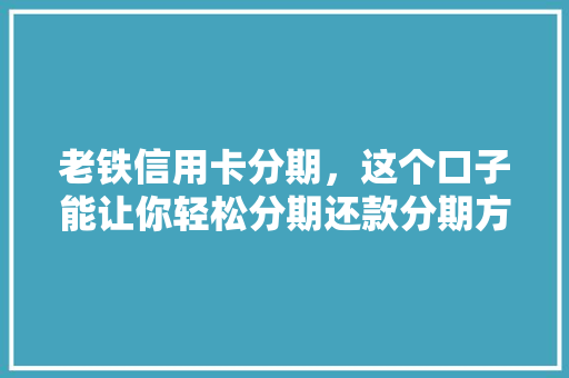 老铁信用卡分期，这个口子能让你轻松分期还款分期方法  第1张