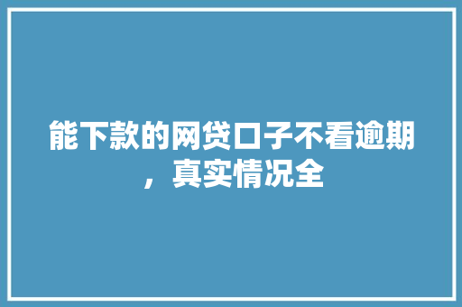 能下款的网贷口子不看逾期，真实情况全