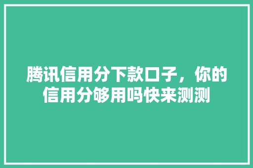 腾讯信用分下款口子，你的信用分够用吗快来测测