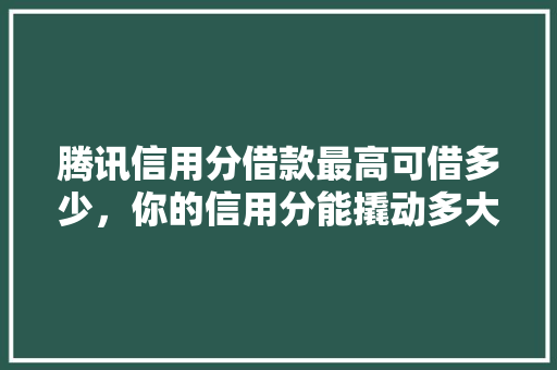 腾讯信用分借款最高可借多少，你的信用分能撬动多大