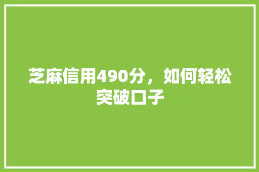 芝麻信用490分，如何轻松突破口子