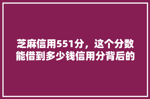 芝麻信用551分，这个分数能借到多少钱信用分背后的金融秘密