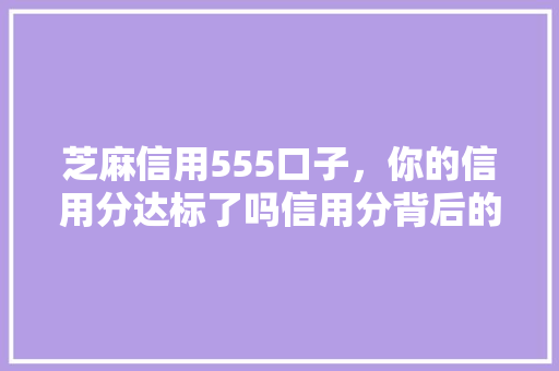 芝麻信用555口子，你的信用分达标了吗信用分背后的秘密