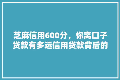 芝麻信用600分，你离口子贷款有多远信用贷款背后的秘密
