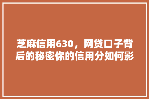 芝麻信用630，网贷口子背后的秘密你的信用分如何影响借款之路