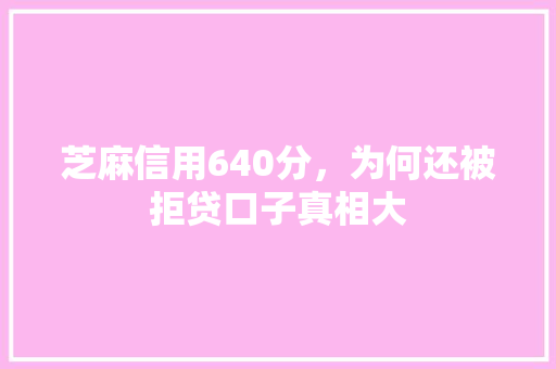 芝麻信用640分，为何还被拒贷口子真相大
