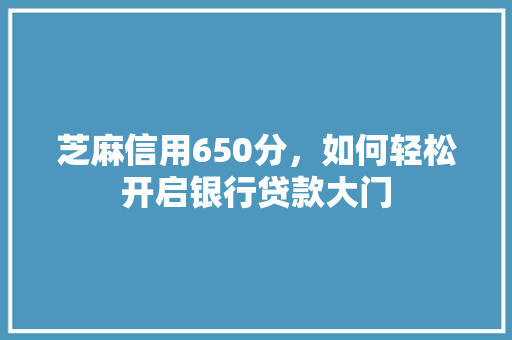 芝麻信用650分，如何轻松开启银行贷款大门
