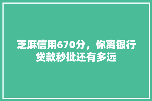 芝麻信用670分，你离银行贷款秒批还有多远