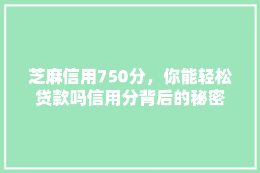 芝麻信用750分，你能轻松贷款吗信用分背后的秘密
