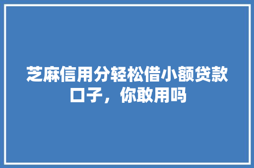 芝麻信用分轻松借小额贷款口子，你敢用吗