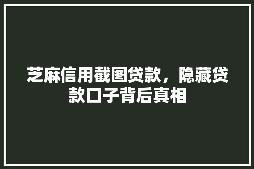 芝麻信用截图贷款，隐藏贷款口子背后真相  第1张