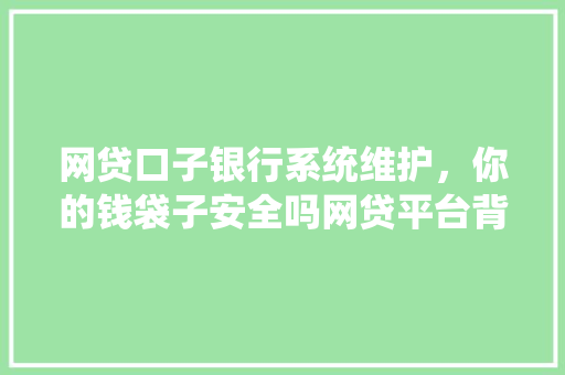 网贷口子银行系统维护，你的钱袋子安全吗网贷平台背后的风险与应对步骤