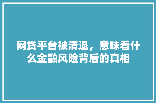 网贷平台被清退，意味着什么金融风险背后的真相
