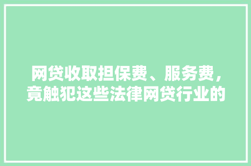 网贷收取担保费、服务费，竟触犯这些法律网贷行业的灰色地带
