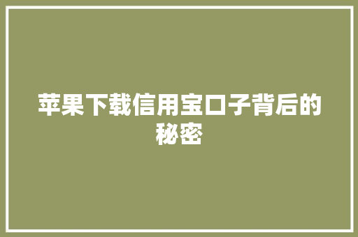 苹果下载信用宝口子背后的秘密