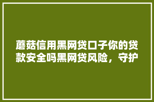 蘑菇信用黑网贷口子你的贷款安全吗黑网贷风险，守护你的安全
