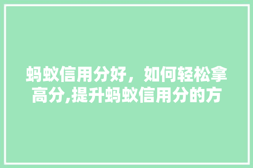 蚂蚁信用分好，如何轻松拿高分,提升蚂蚁信用分的方法