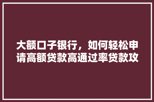 大额口子银行，如何轻松申请高额贷款高通过率贷款攻略