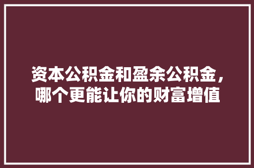 资本公积金和盈余公积金，哪个更能让你的财富增值