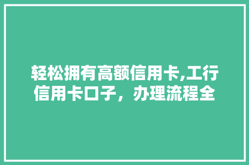 轻松拥有高额信用卡,工行信用卡口子，办理流程全