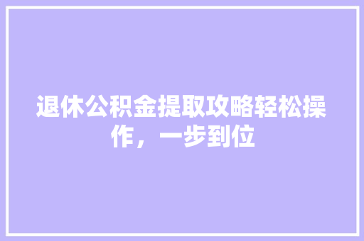退休公积金提取攻略轻松操作，一步到位