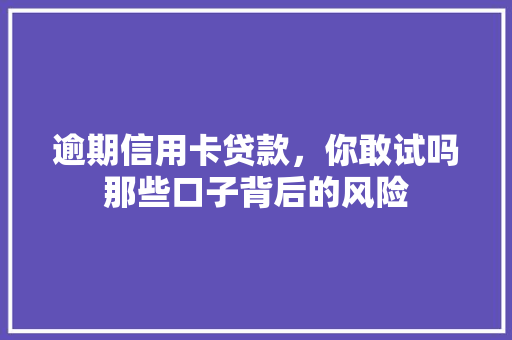 逾期信用卡贷款，你敢试吗那些口子背后的风险