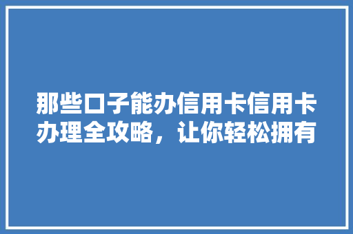 那些口子能办信用卡信用卡办理全攻略，让你轻松拥有心仪卡种
