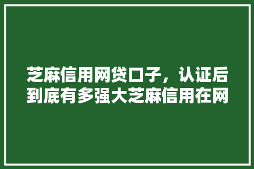 芝麻信用网贷口子，认证后到底有多强大芝麻信用在网贷领域的威能