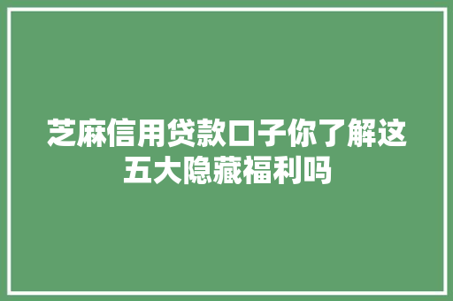 芝麻信用贷款口子你了解这五大隐藏福利吗  第1张
